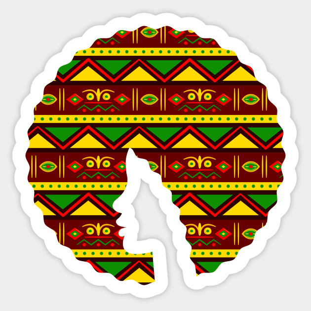 Afro Hair Woman with African Pattern, Black History Sticker by logiamerch